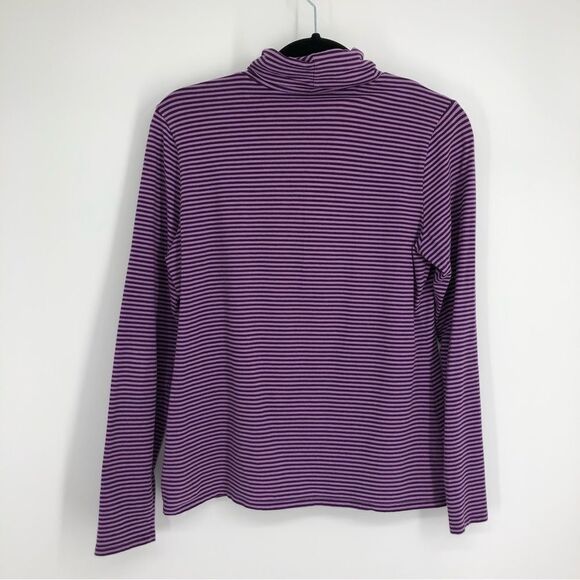 J. JILL Striped Jersey Turtleneck Top Purple Size Petite Medium - Picture 5 of 5